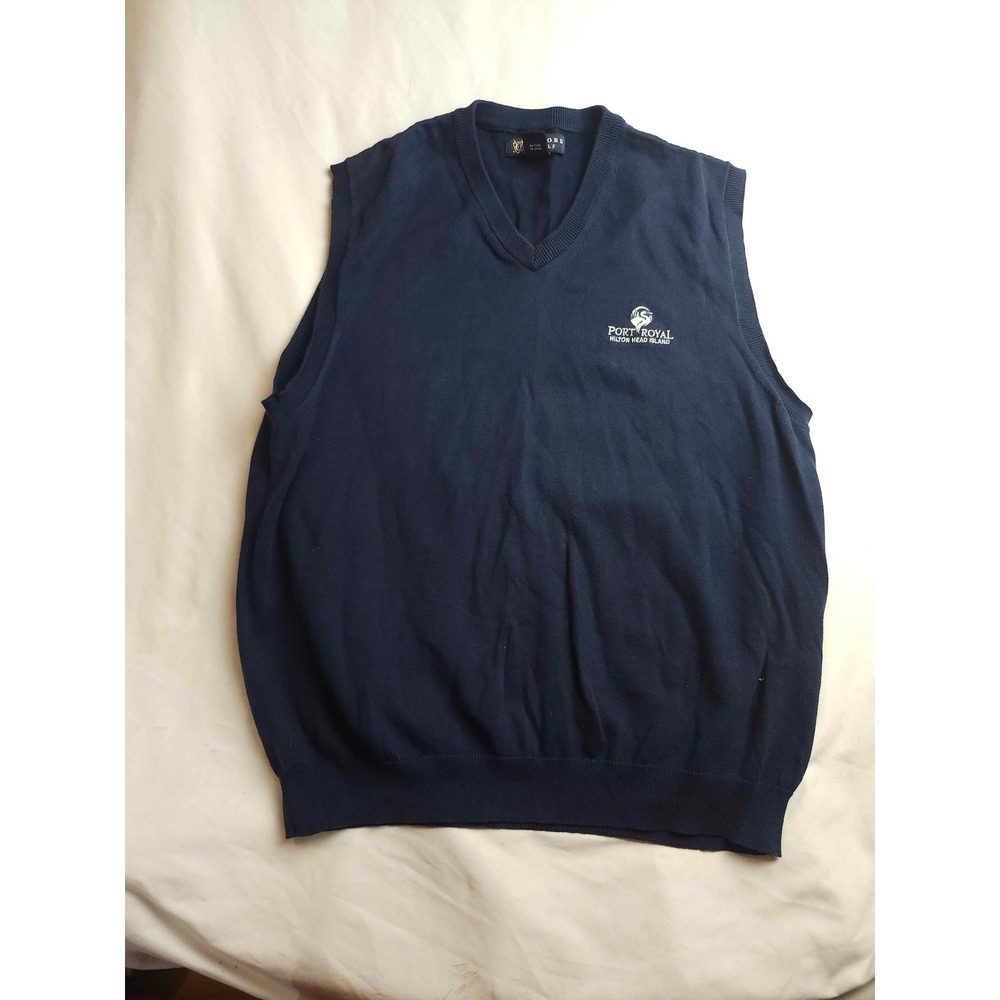 Oxford Golf Mens Navy Blue Pima Cotton V-Neck Sweater Vest Size‎ Medium